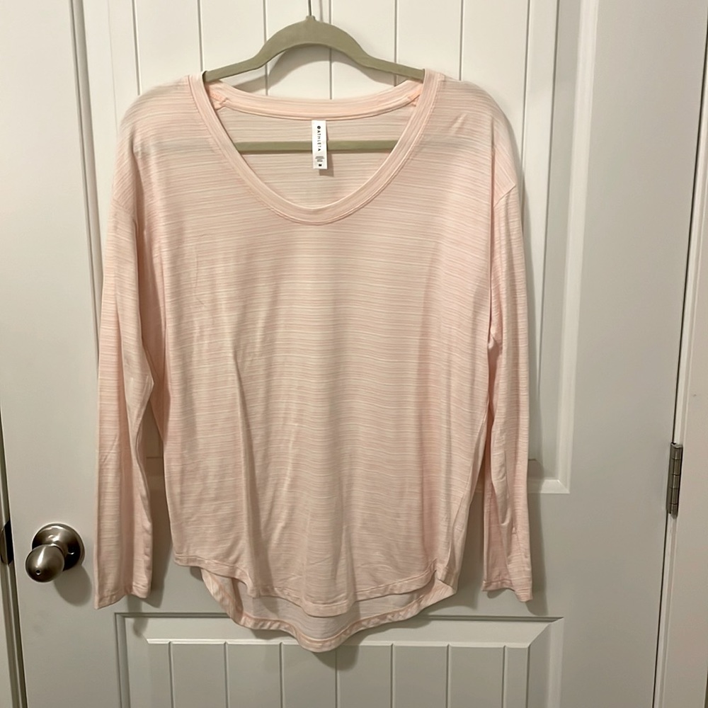 Athleta long sleeve size medium pink stripes